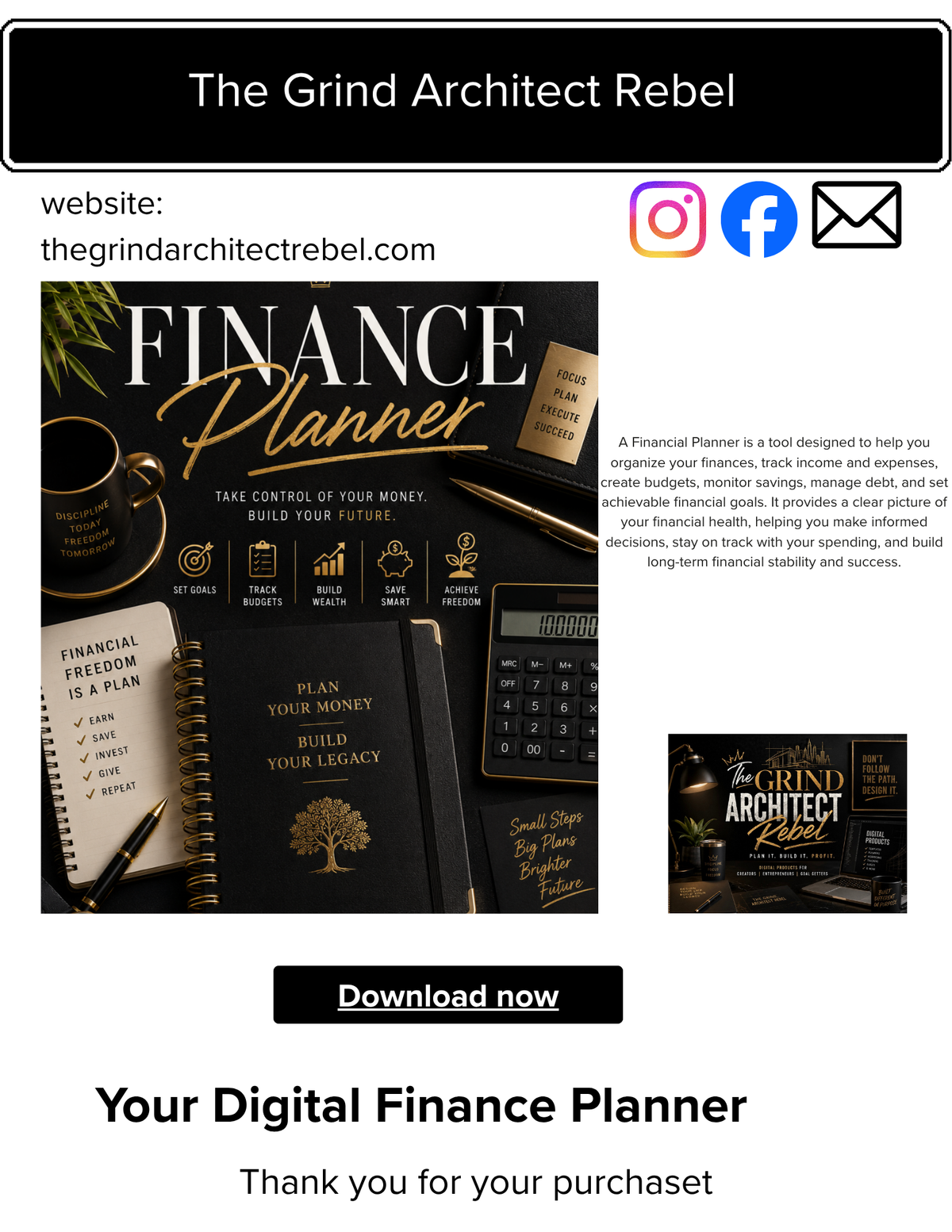 Digital Finance Planner PDF | Budget Tracker & Money Management Printable
